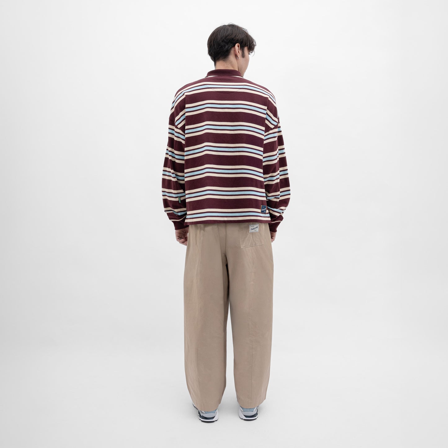 Stripes Cotton Long Sleeves Polo Tee