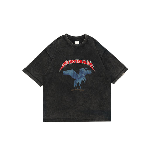 Stone-Washed Graphic Cotton Oversized Tee