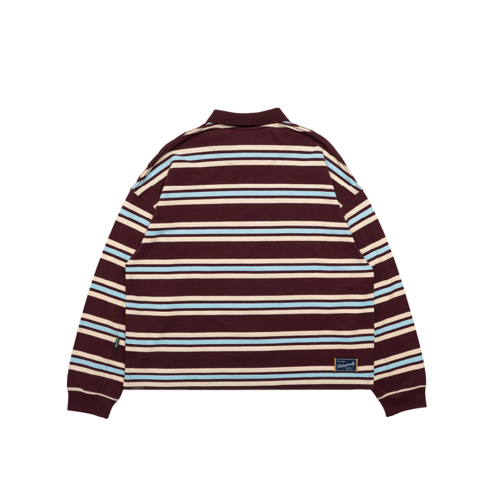 Stripes Cotton Long Sleeves Polo Tee