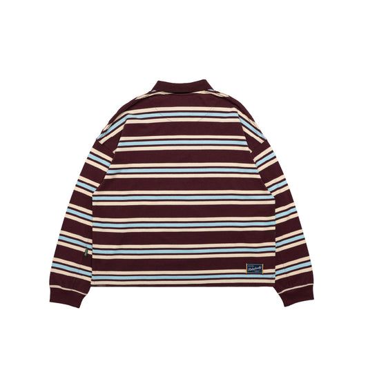 Stripes Cotton Long Sleeves Polo Tee