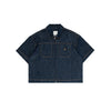 Dual-Zip Denim Cropped Fit Shirt