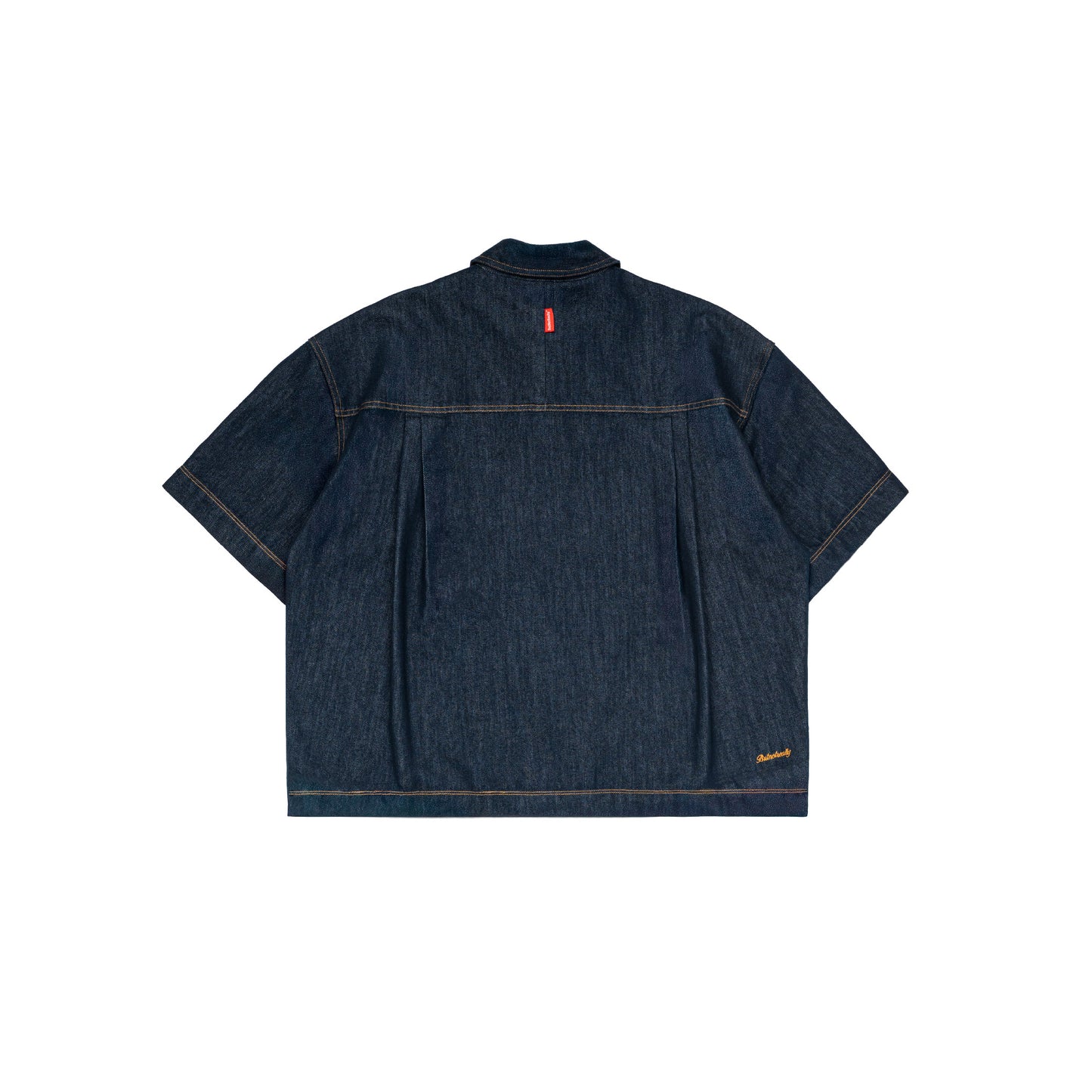 Dual-Zip Denim Cropped Fit Shirt