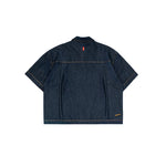 Dual-Zip Denim Cropped Fit Shirt