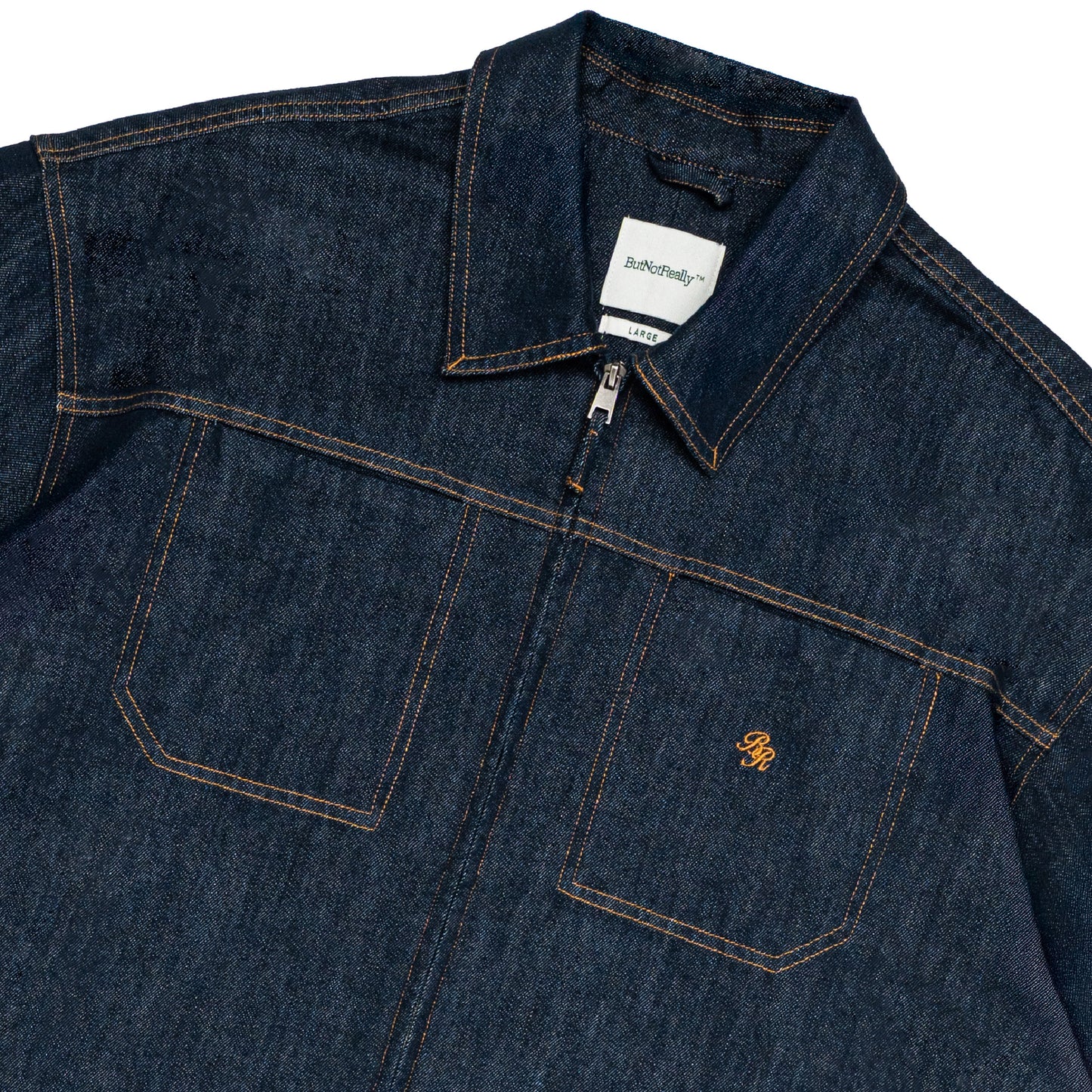 Dual-Zip Denim Cropped Fit Shirt