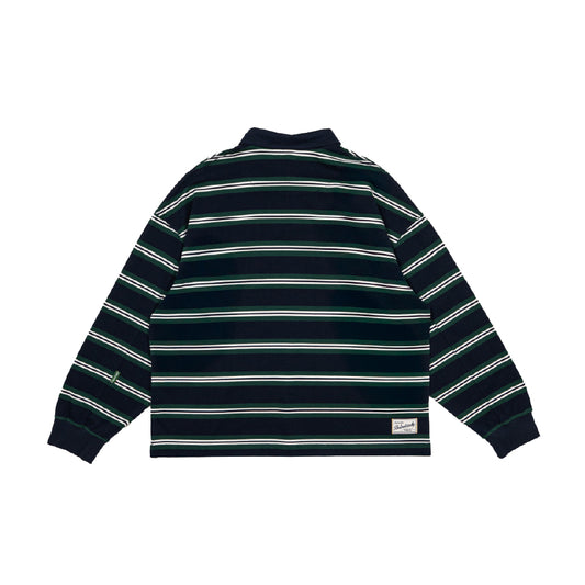 Stripes Cotton Long Sleeve Polo Tee