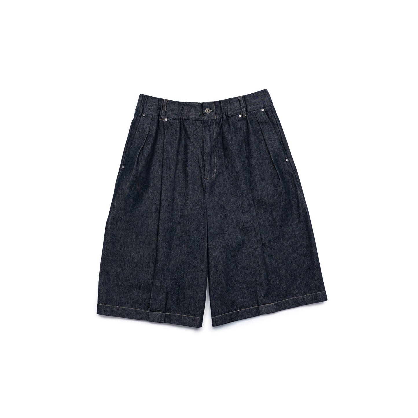 Core Denim Wide Pleated Half Pants