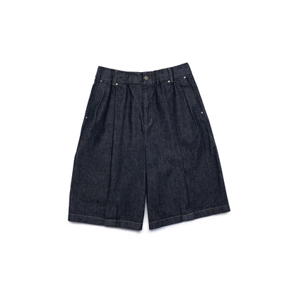 Core Denim Wide Pleated Half Pants