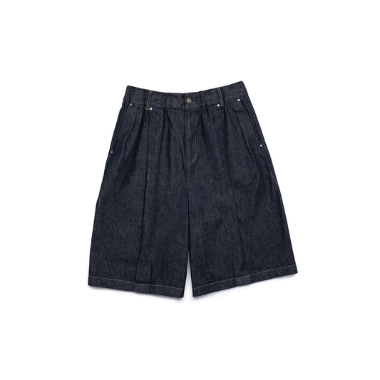 Core Denim Wide Pleated Half Pants