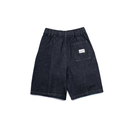 Core Denim Wide Pleated Half Pants
