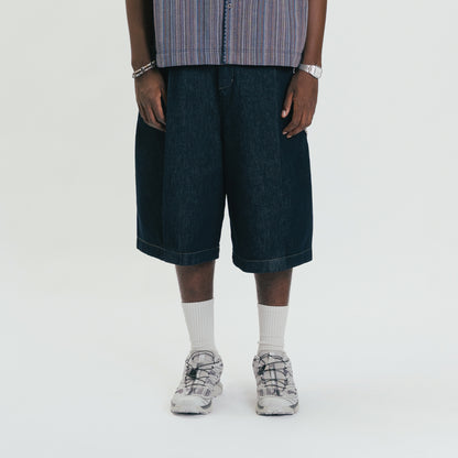 Core Denim Wide Pleated Half Pants