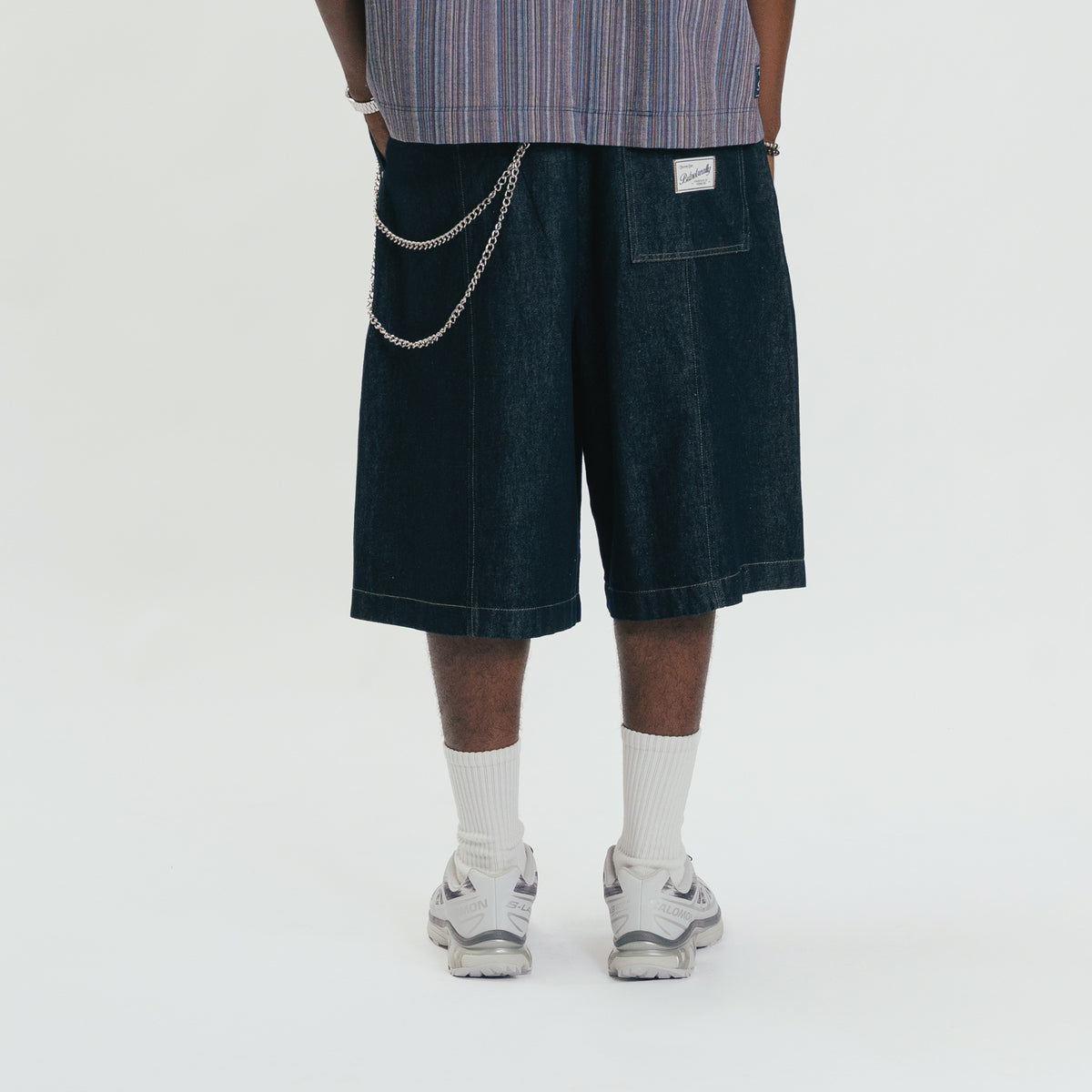 Core Denim Wide Pleated Half Pants