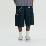 Core Denim Wide Pleated Half Pants