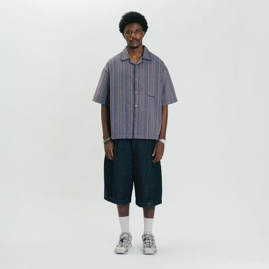 Core Denim Wide Pleated Half Pants