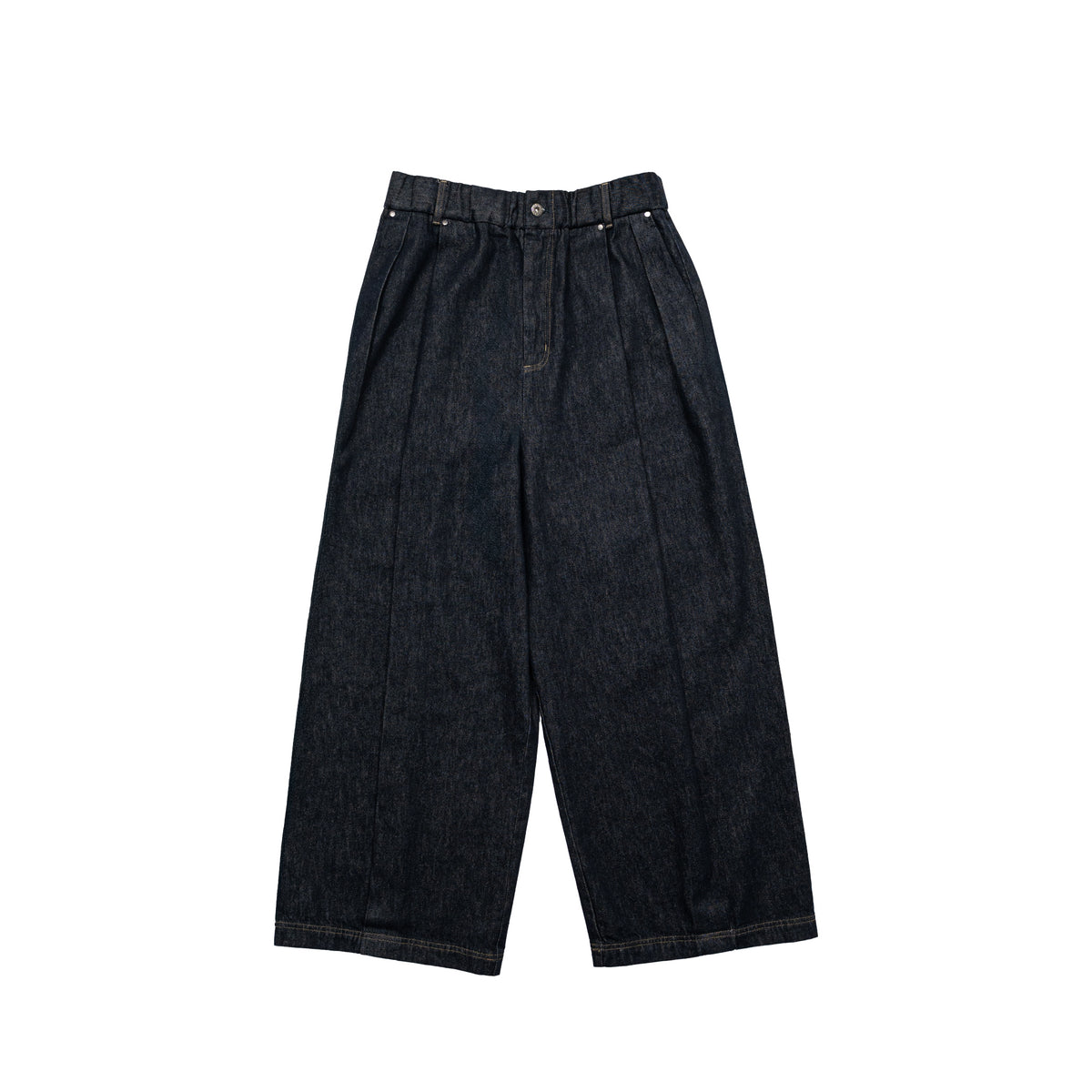 Core Denim Wide Pleated Long Pants