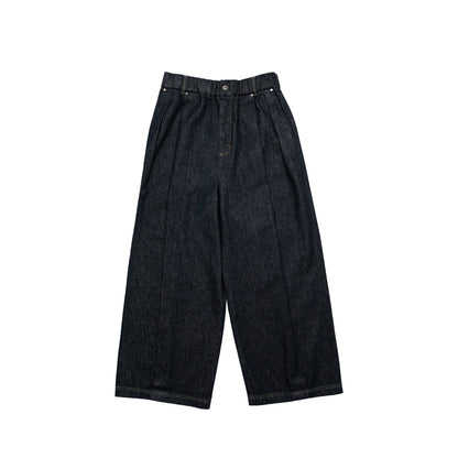 Core Denim Wide Pleated Long Pants