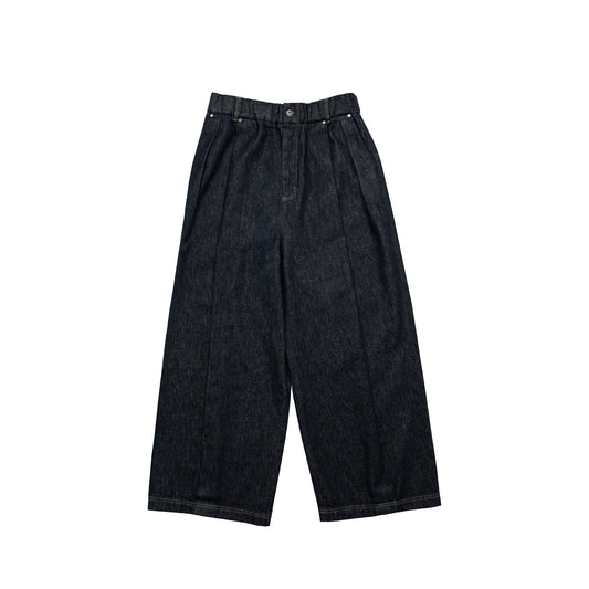Core Denim Wide Pleated Long Pants