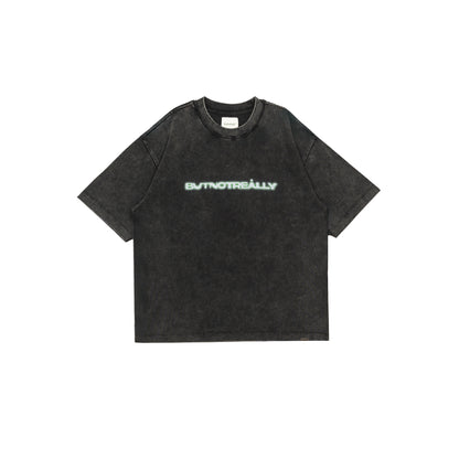 Stone-Washed Graphic Cotton  Oversized Tee