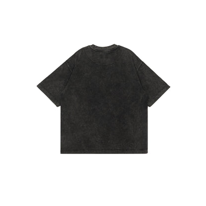Stone-Washed Graphic Cotton  Oversized Tee