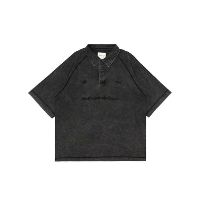 Stone-Washed Cotton Oversized Polo Tee