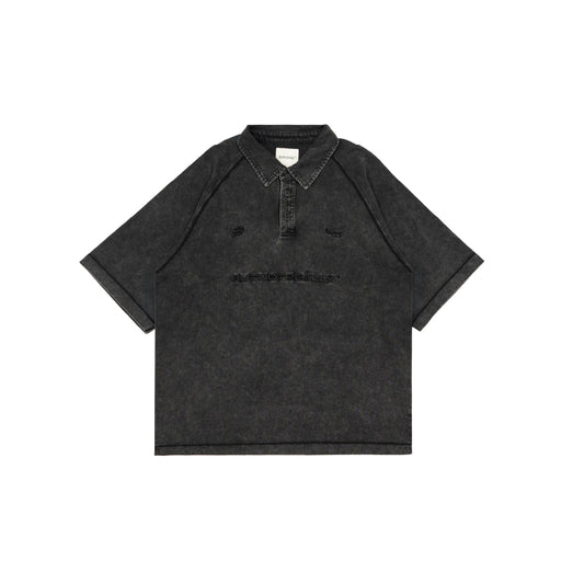 Stone-Washed Cotton Oversized Polo Tee
