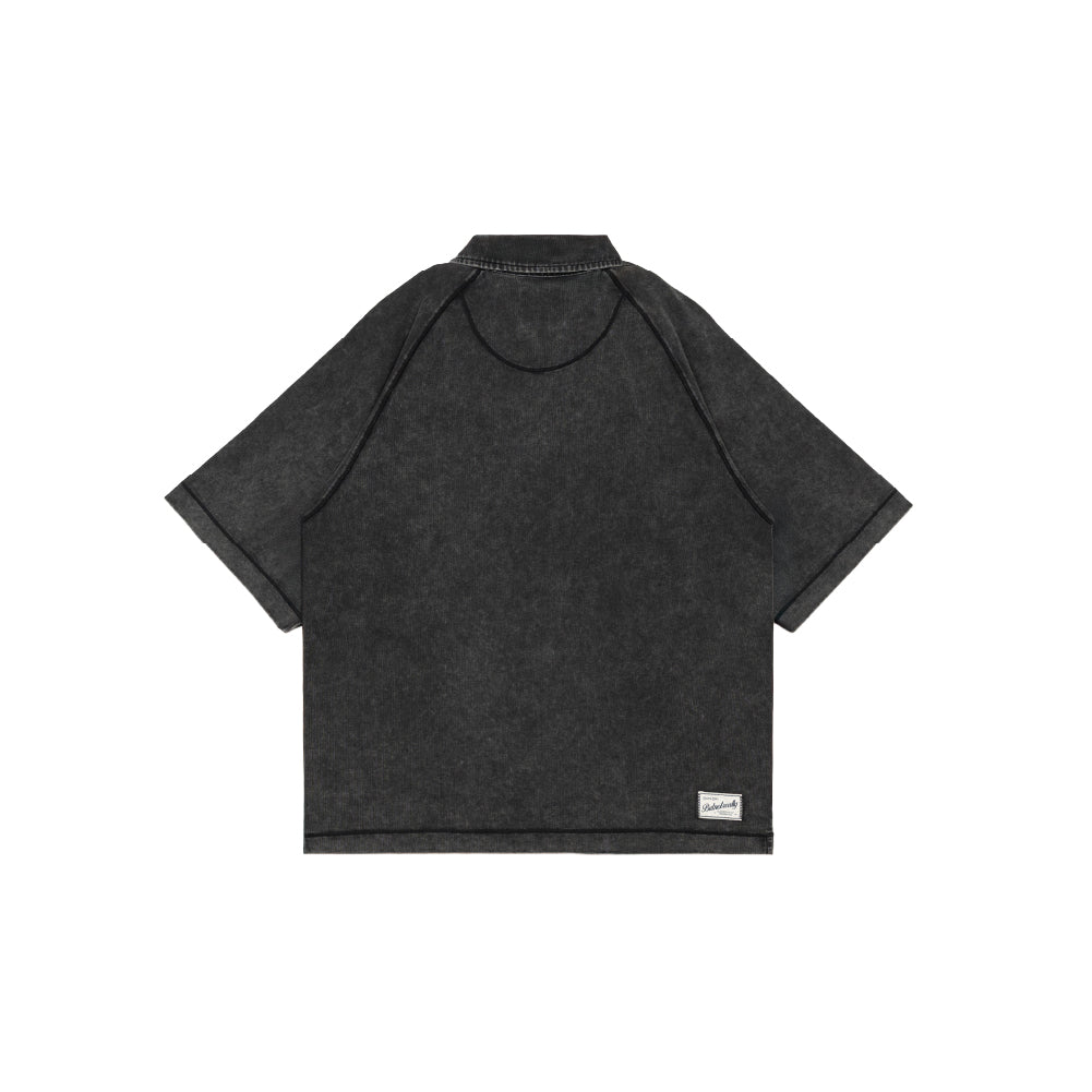 Stone-Washed Cotton Oversized Polo Tee