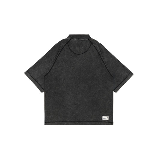 Stone-Washed Cotton Oversized Polo Tee