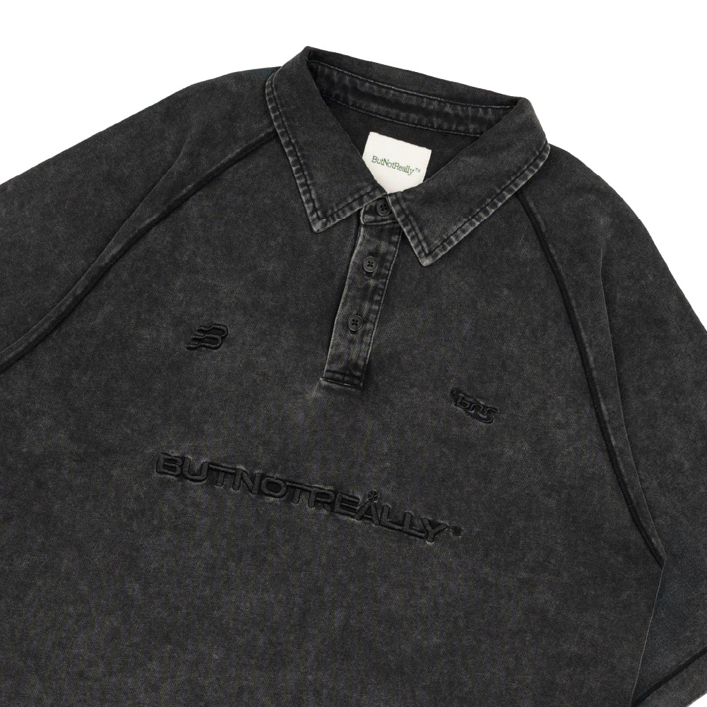 Stone-Washed Cotton Oversized Polo Tee