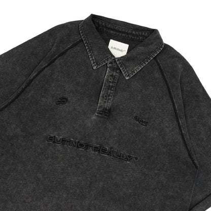 Stone-Washed Cotton Oversized Polo Tee
