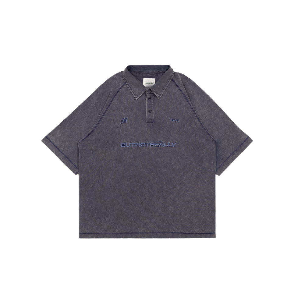 Stone-Washed Cotton Oversized Polo Tee