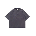 Stone-Washed Cotton Oversized Polo Tee