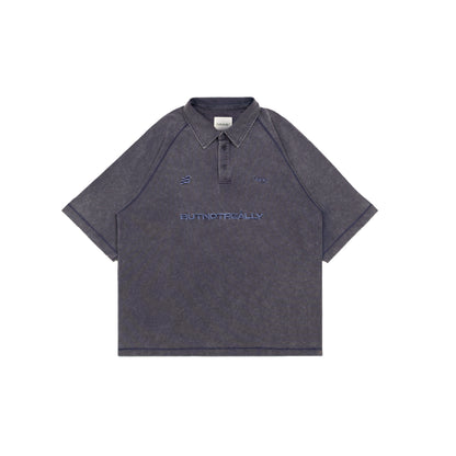 Stone-Washed Cotton Oversized Polo Tee