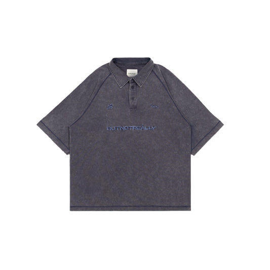 Stone-Washed Cotton Oversized Polo Tee