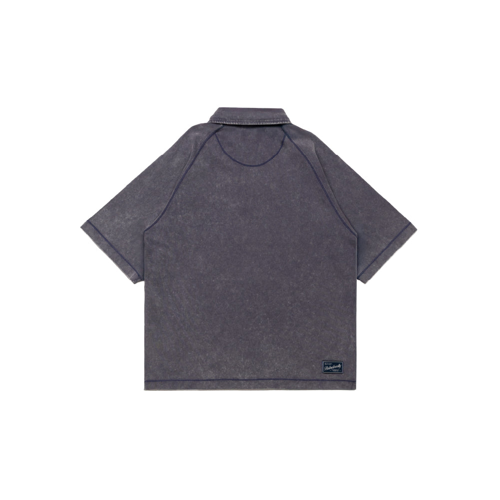 Stone-Washed Cotton Oversized Polo Tee
