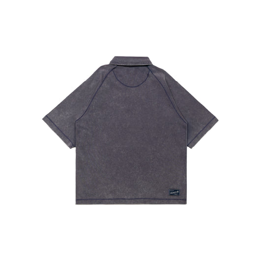 Stone-Washed Cotton Oversized Polo Tee