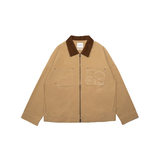 Graphic Cotton Boxy Cropped Jacket