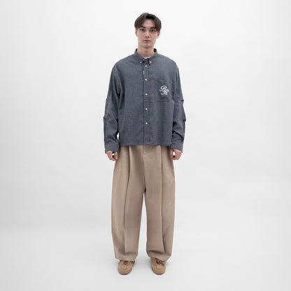 Graphic Cotton Long Sleeves Cropped Shirt