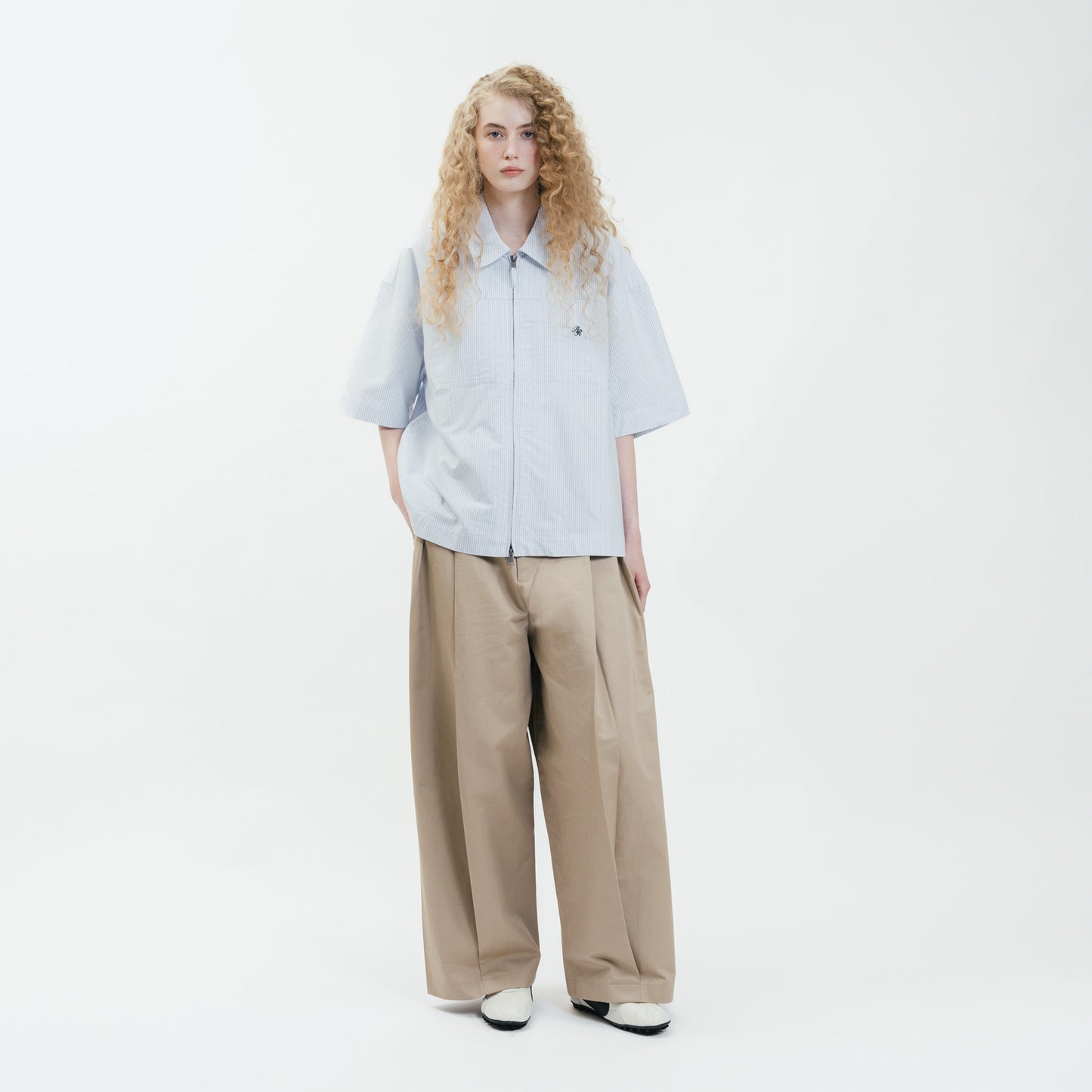 Dual-Zip Oxford Cropped Fit Shirt