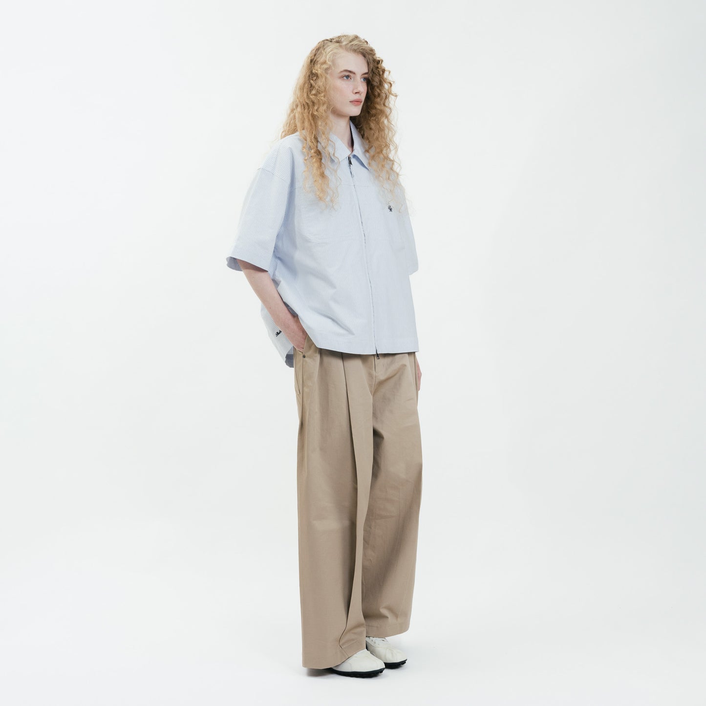 Dual-Zip Oxford Cropped Fit Shirt