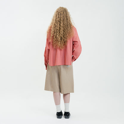 Graphic Cotton Long Sleeves Cropped Shirt