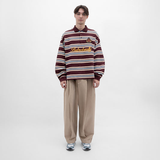 Stripes Cotton Long Sleeves Polo Tee