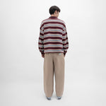 Stripes Cotton Long Sleeves Polo Tee