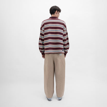 Stripes Cotton Long Sleeves Polo Tee