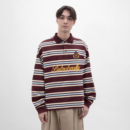 Stripes Cotton Long Sleeves Polo Tee