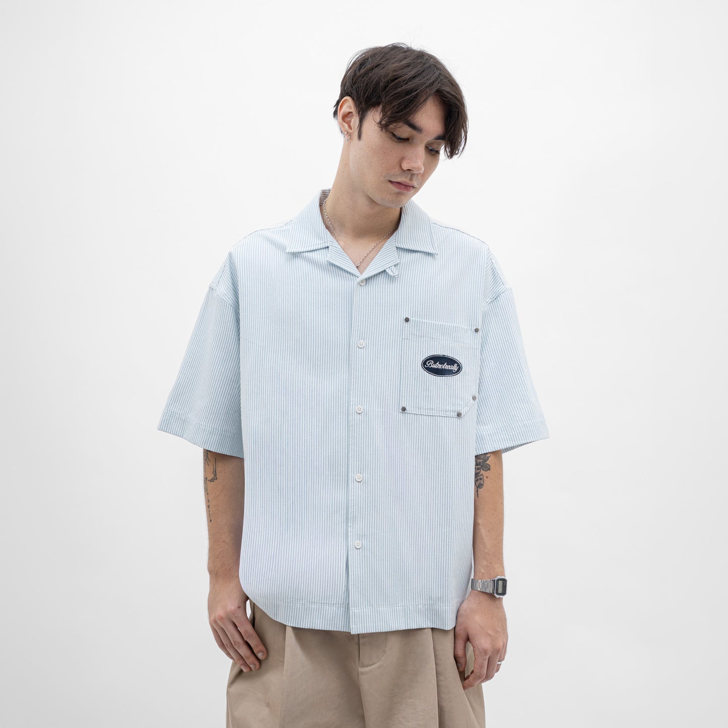 Stripes Graphic Cotton Boxy Shirt