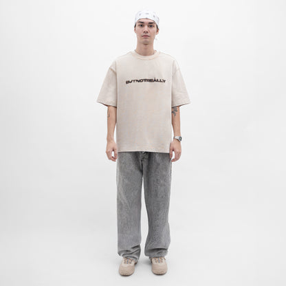 Stone-Washed Graphic Cotton  Oversized Tee