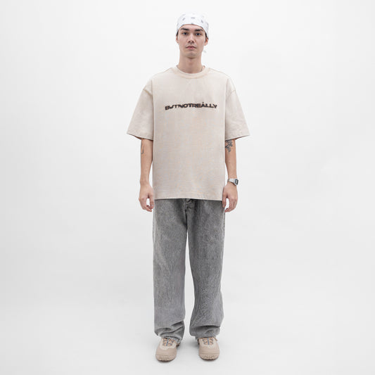 Stone-Washed Graphic Cotton  Oversized Tee