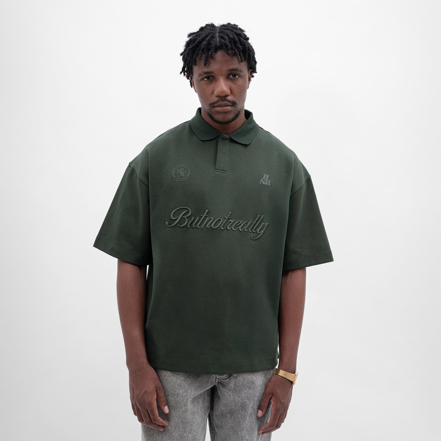 Graphic Interlock Oversized Polo Tee