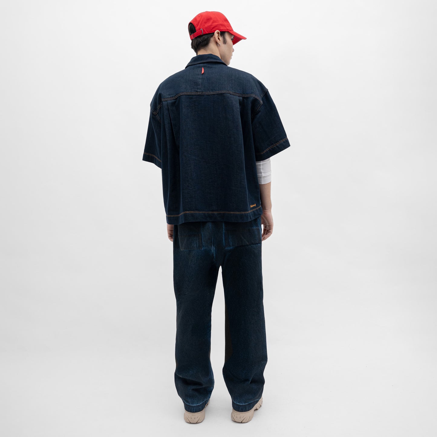 Dual-Zip Denim Cropped Fit Shirt