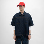 Dual-Zip Denim Cropped Fit Shirt