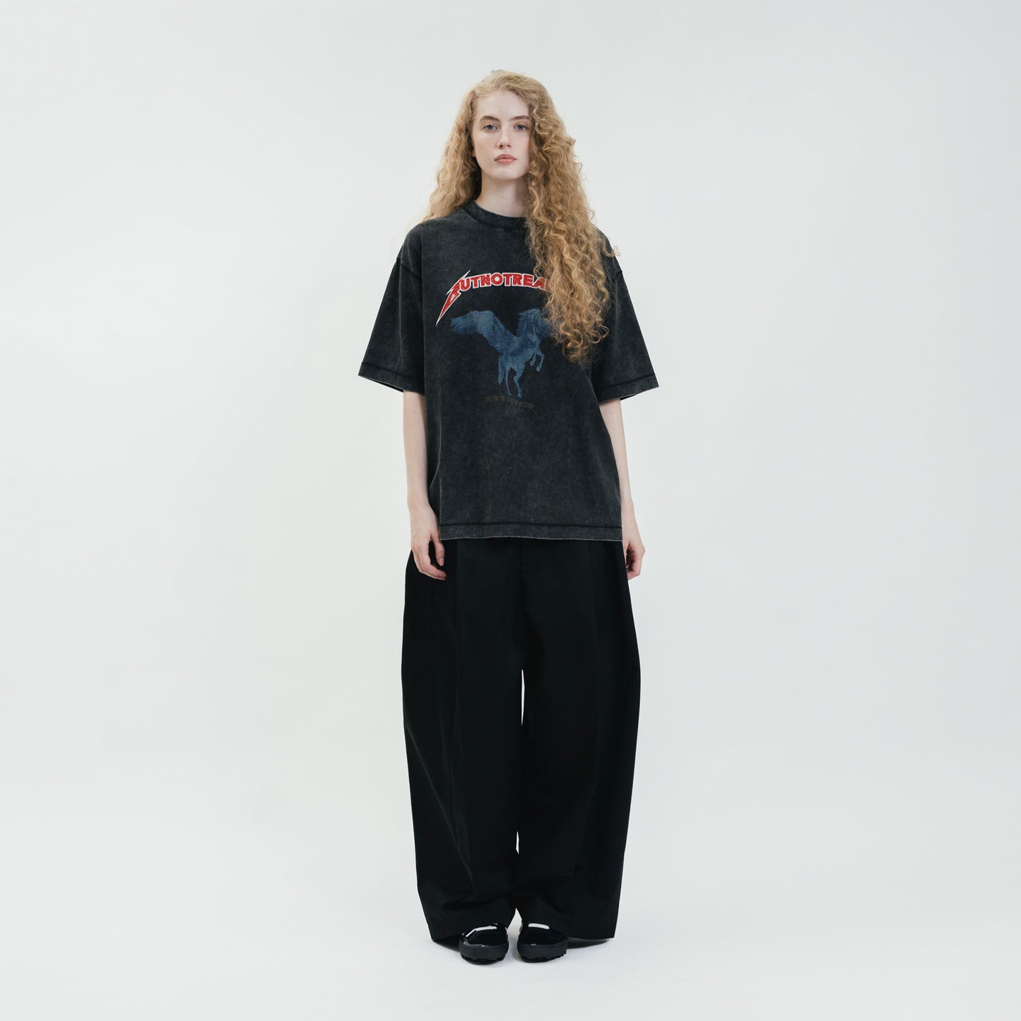 Stone-Washed Graphic Cotton Oversized Tee